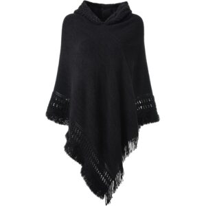 Ferand Ladies' capuchon Cape with Fringed Hem, Crochet