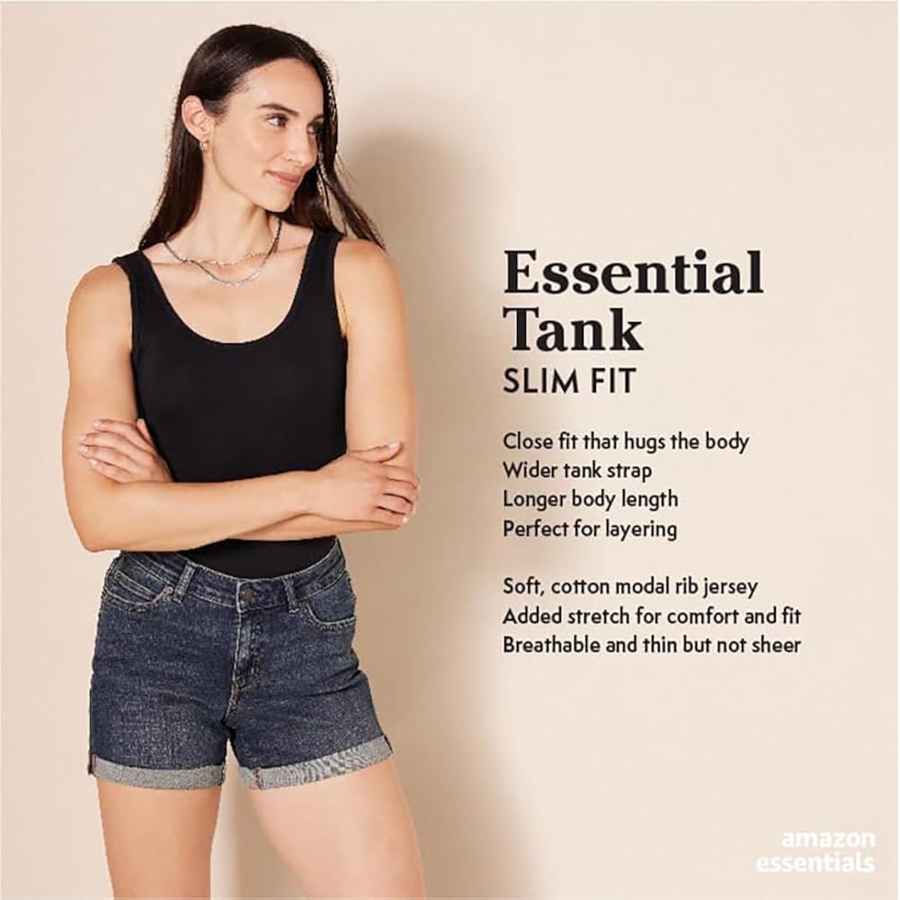 Amazon Essentials Dames Slim-Fit tanktop, Pack of 2 - Image 2