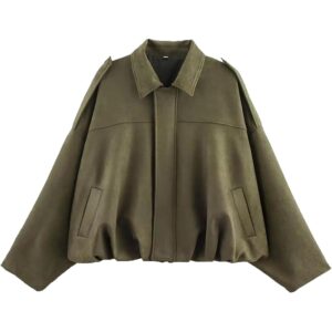Dames Faux Suede bomber jas Casual Lapel Pilot