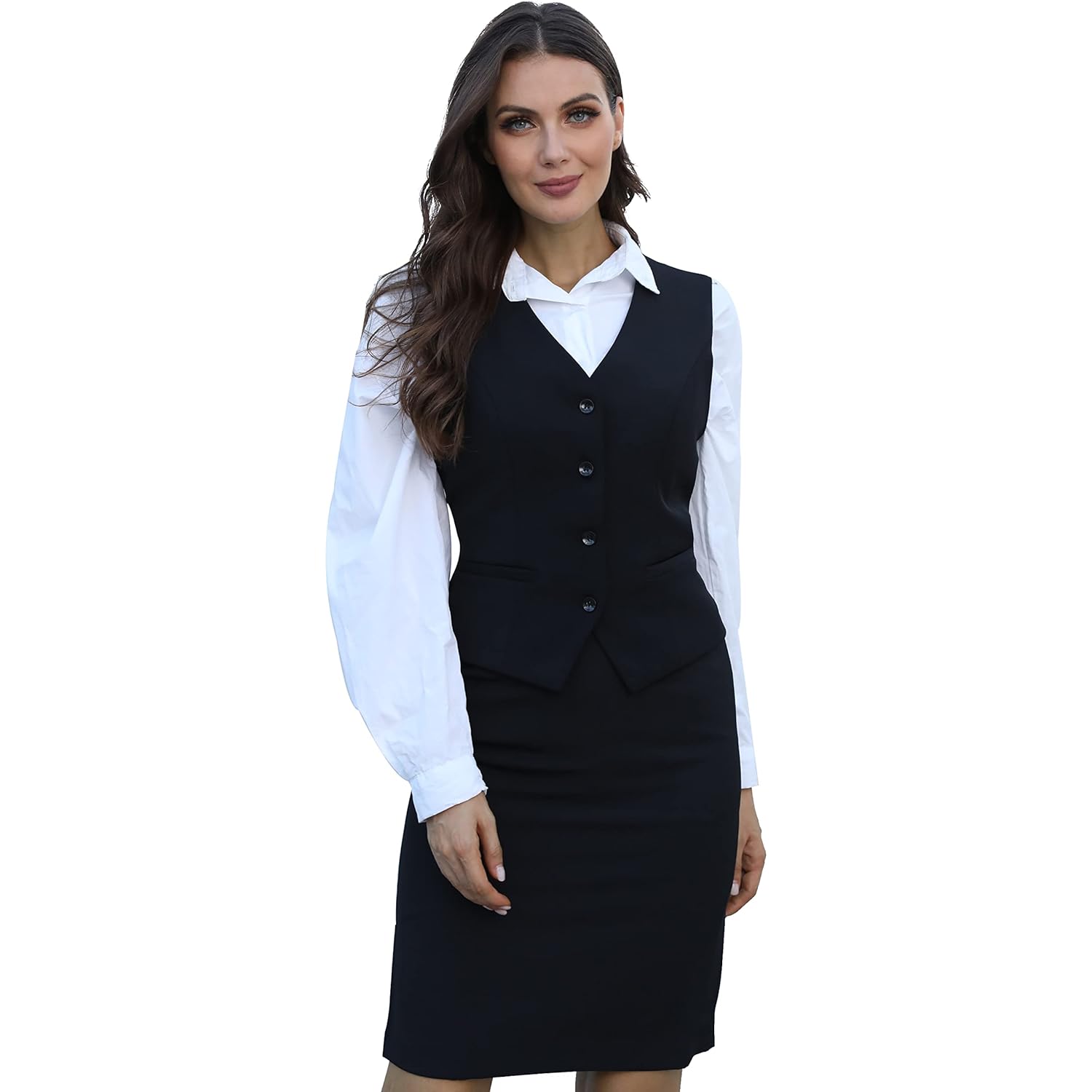 V VOCNI Dames Fully gevoerd 4 knopen V-Neck - Image 3