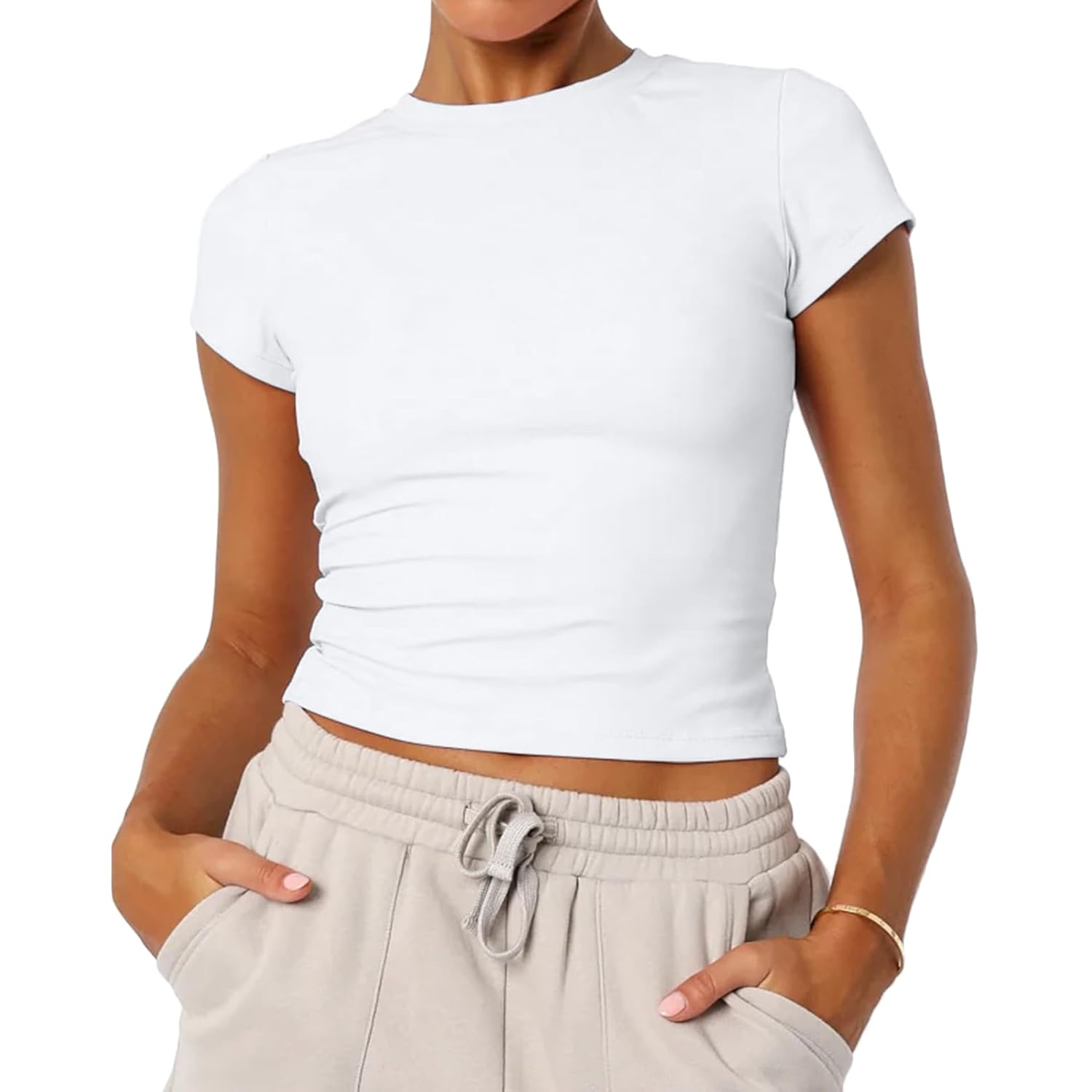 Dames Basic Summer korte mouw Crewneck T-shirt Y2K