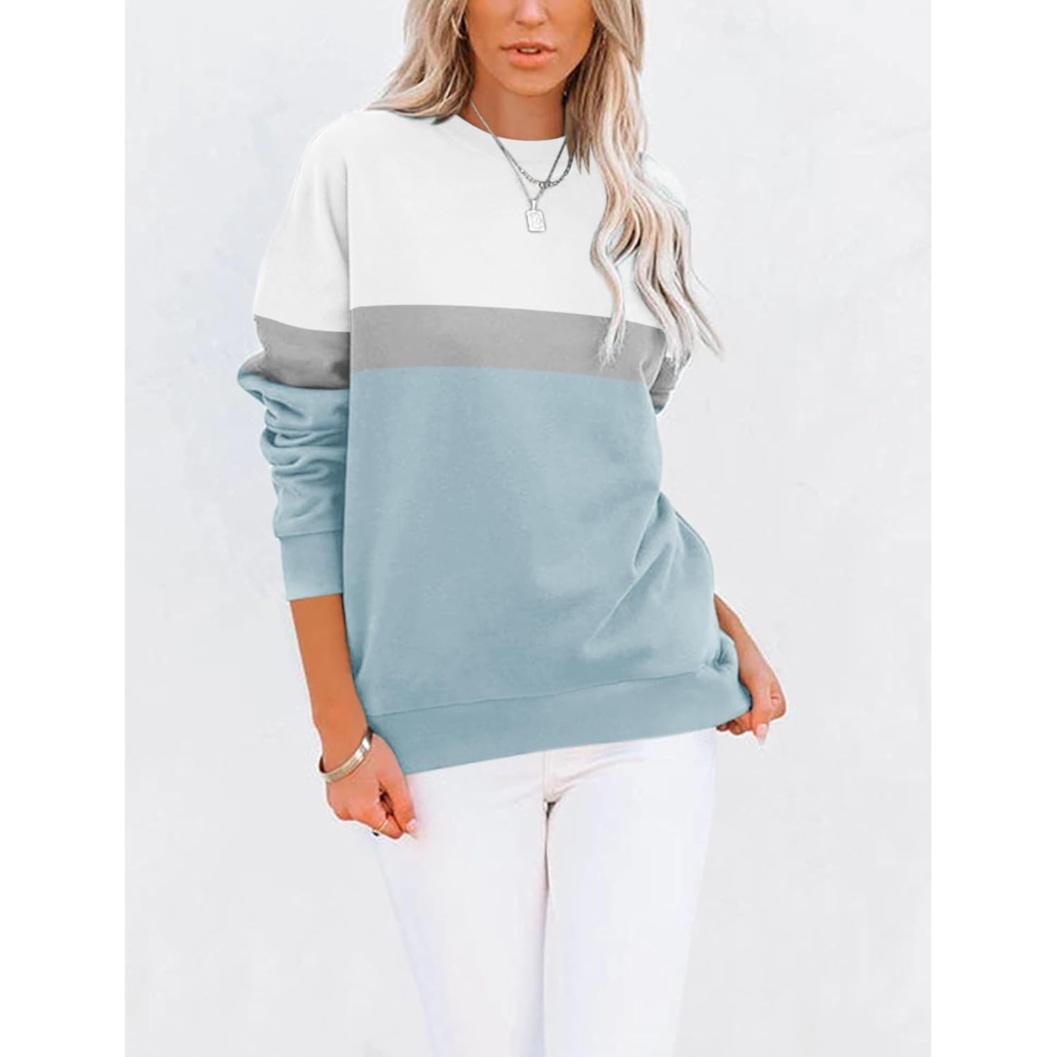 TICTICMIMI Dames Casual Long Sleeve Color Block/Solid Tops - Image 2