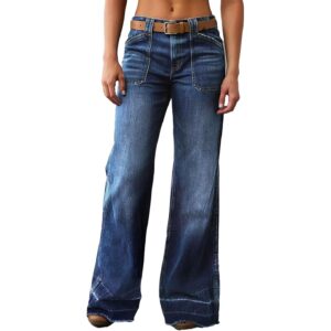Flamingals Wide straight Leg mid-rise Baggy Pocket denim