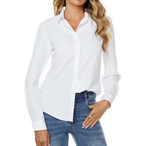 Jonivey Dames Stretch doorknoop lange mouw shirt Soft