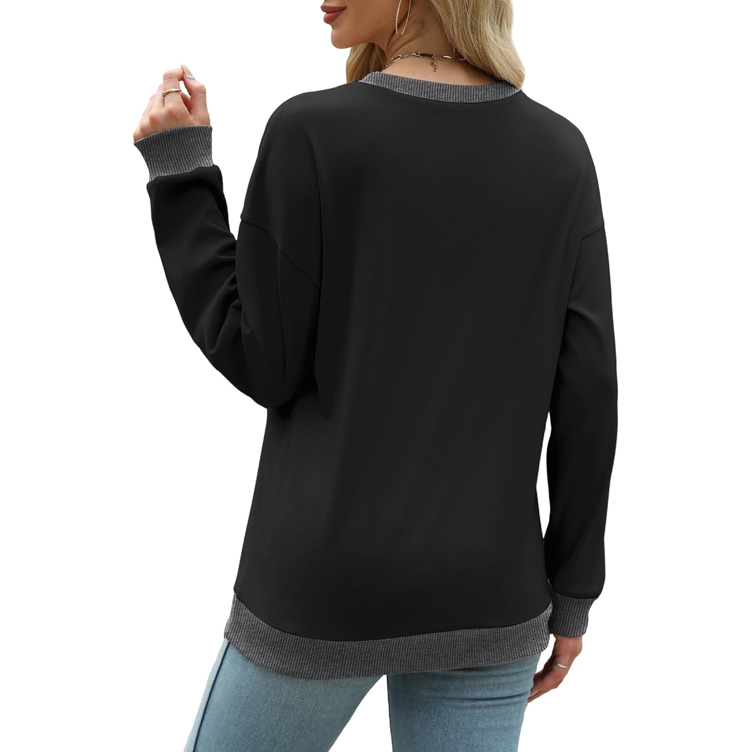 Saloogoe sweatshirt for Dames Crewneck Long Sleeve Loose - Image 4