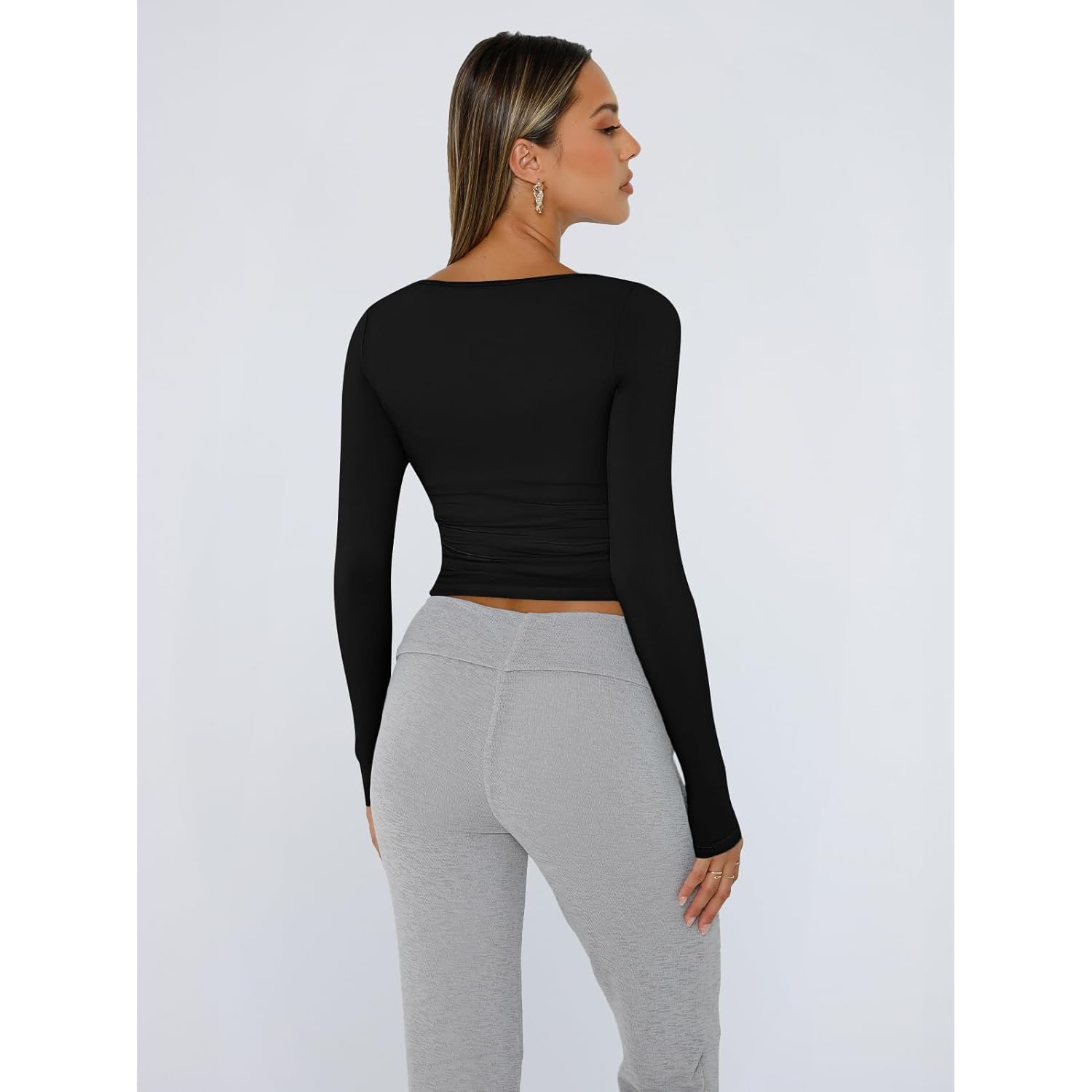 Trendy Queen Dames lange mouw shirt Crop top - Image 4