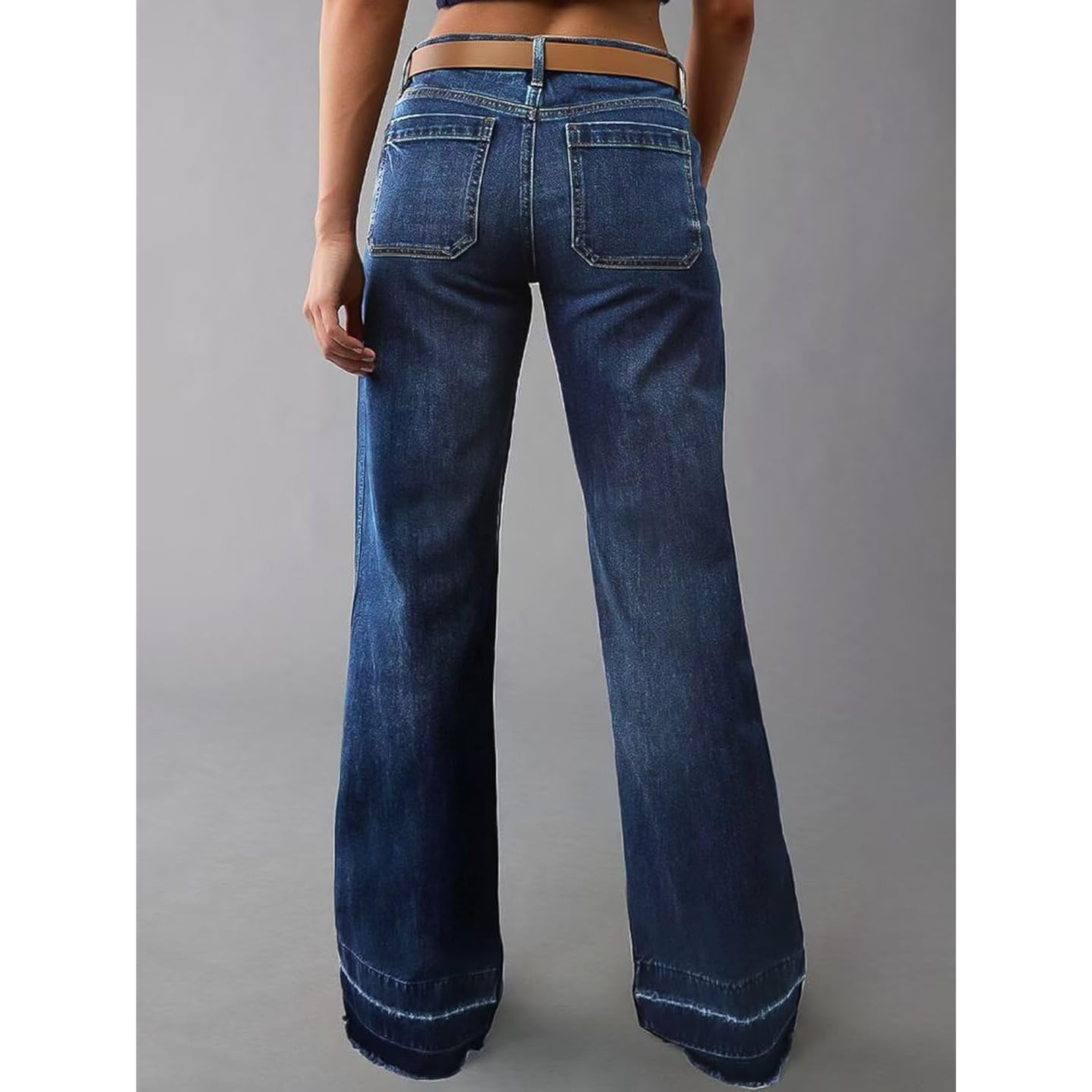 Flamingals Wide straight Leg mid-rise Baggy Pocket denim - Image 3