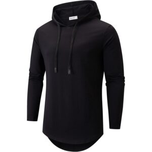 Heren hoodie Cotton Soft Streetwear Longline Tee- Breathable Hip Hop pullover -