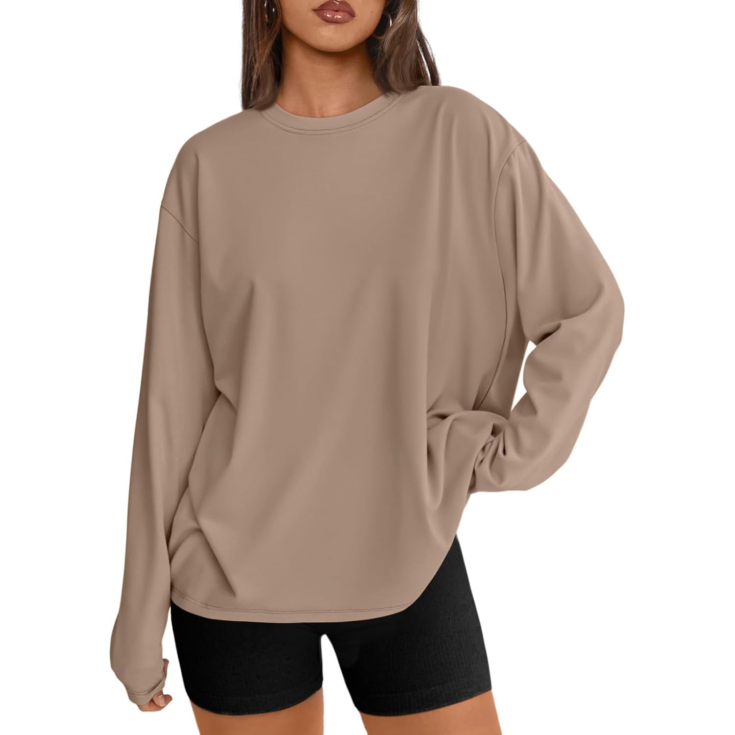 Trendy Queen Dames oversized lange mouw T shirt