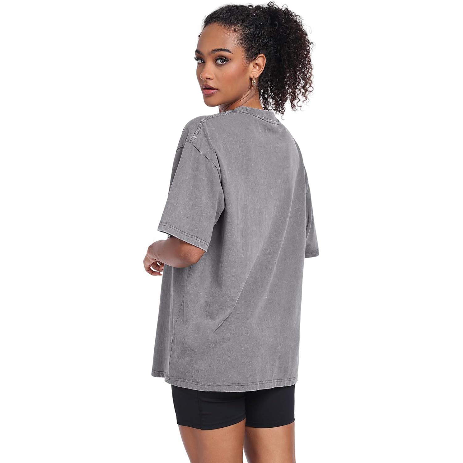 Dames Washed Vintage oversized T-shirt Casual Baggy Streetwear - Image 4