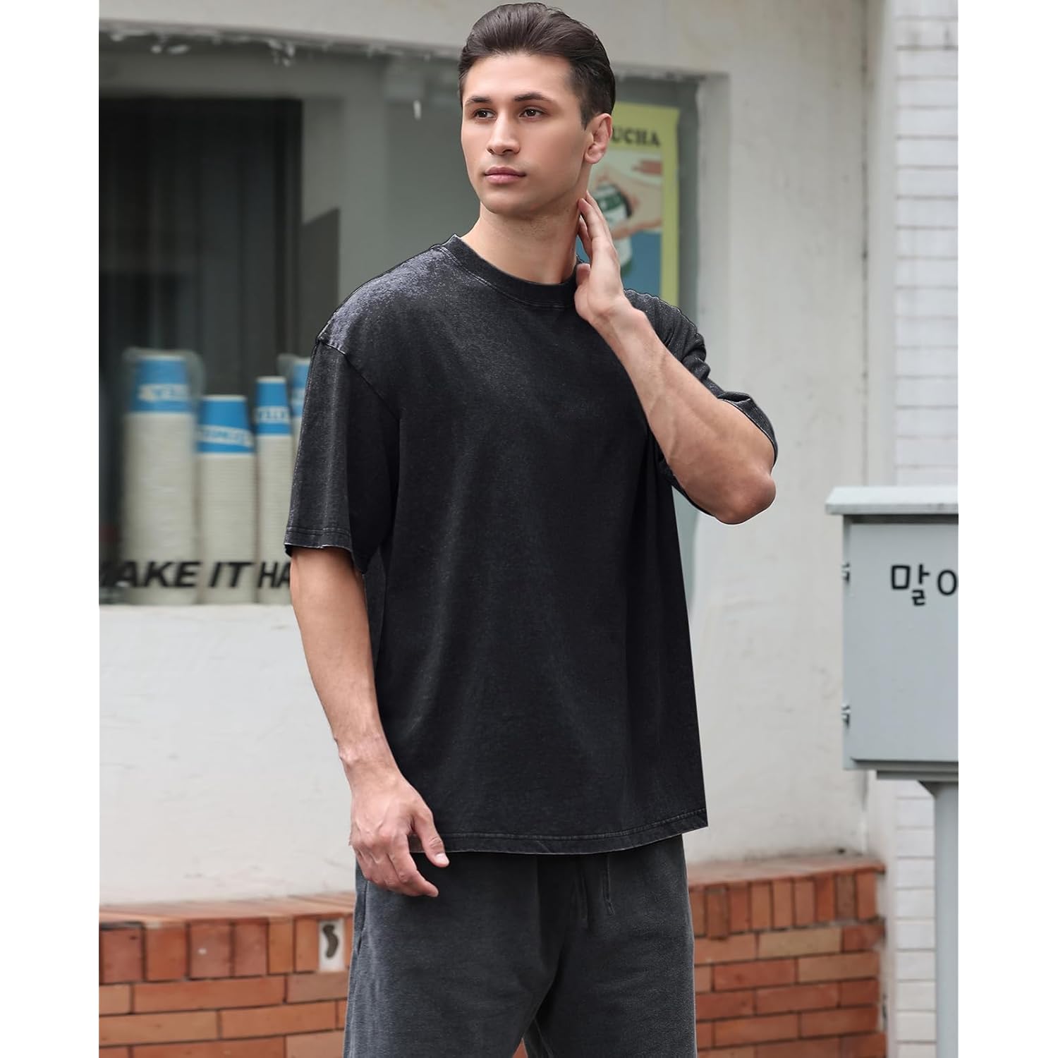 Heren t-shirt korte mouw oversized basic comfort dagelijks - Image 5