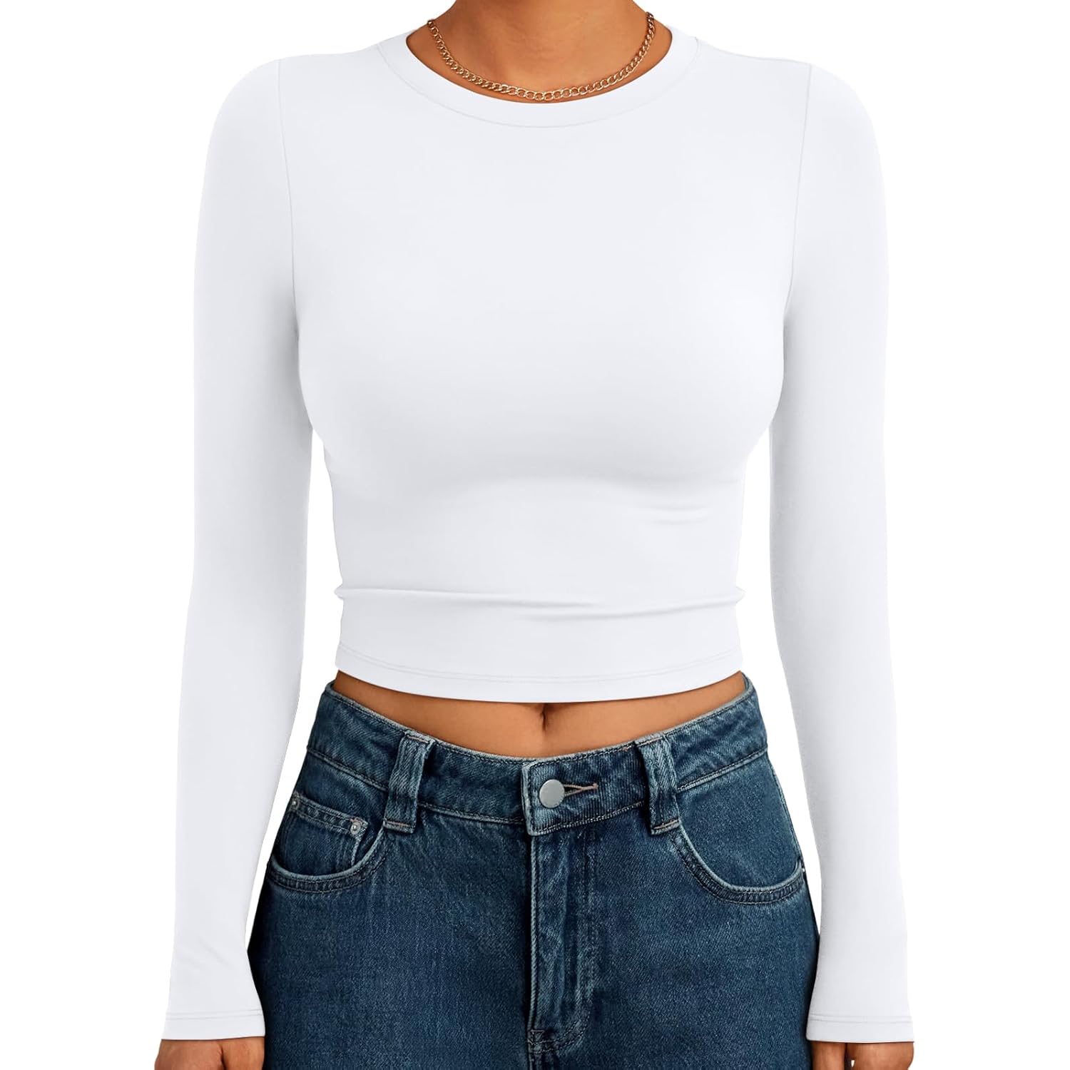 Trendy Queen Dames lange mouw Crop top Basic