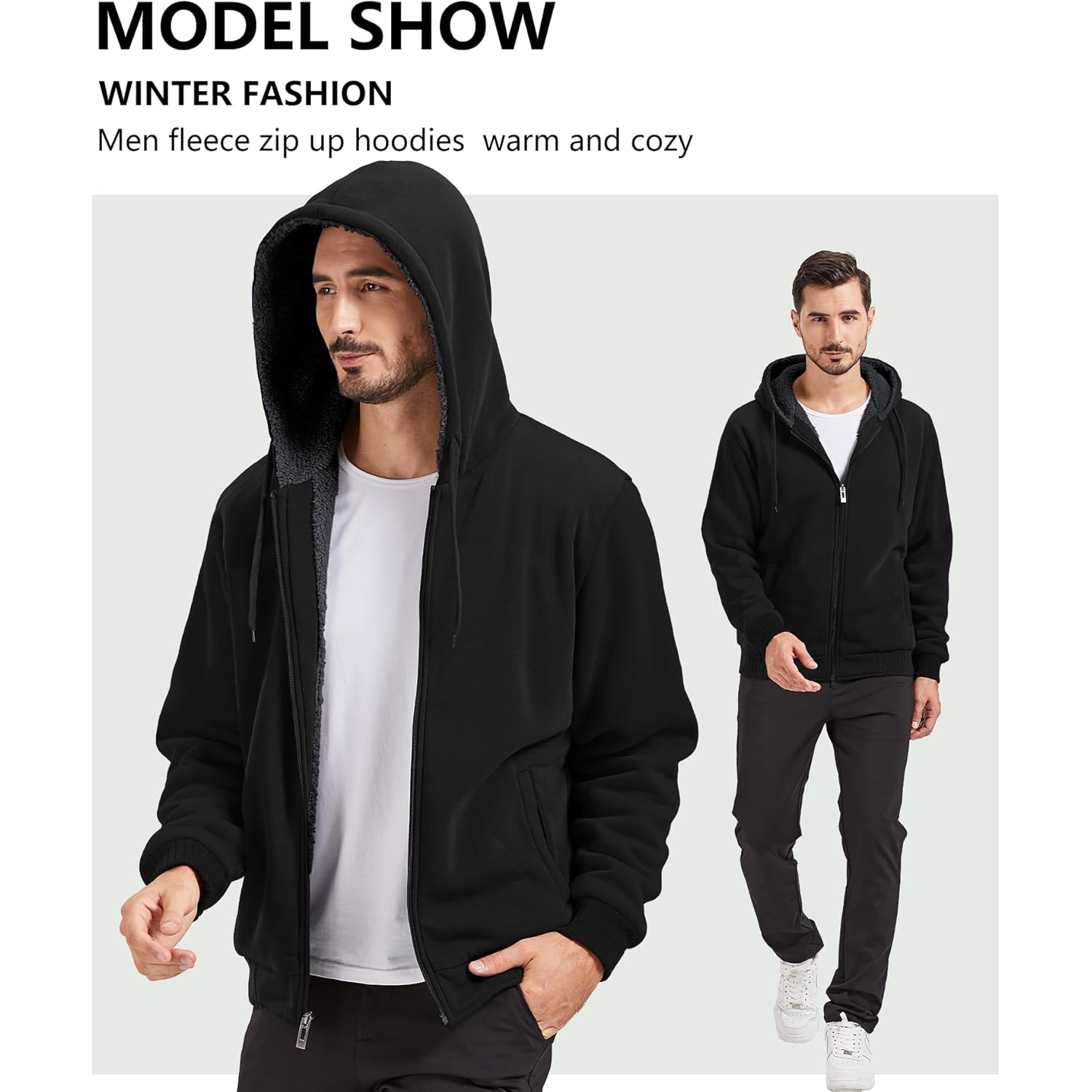 GEEK LIGHTING Heren’s Fleece-gevoerd rits Up hoodie, Thick - Image 5