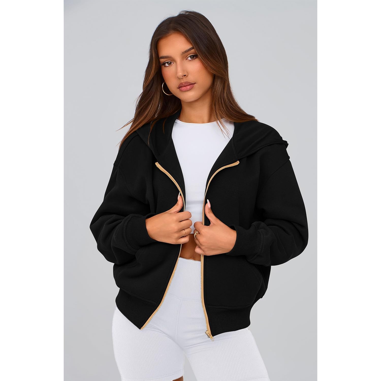 PRETTYGARDEN hoodie for Dames sweatshirt rits hoodie Fall - Image 4