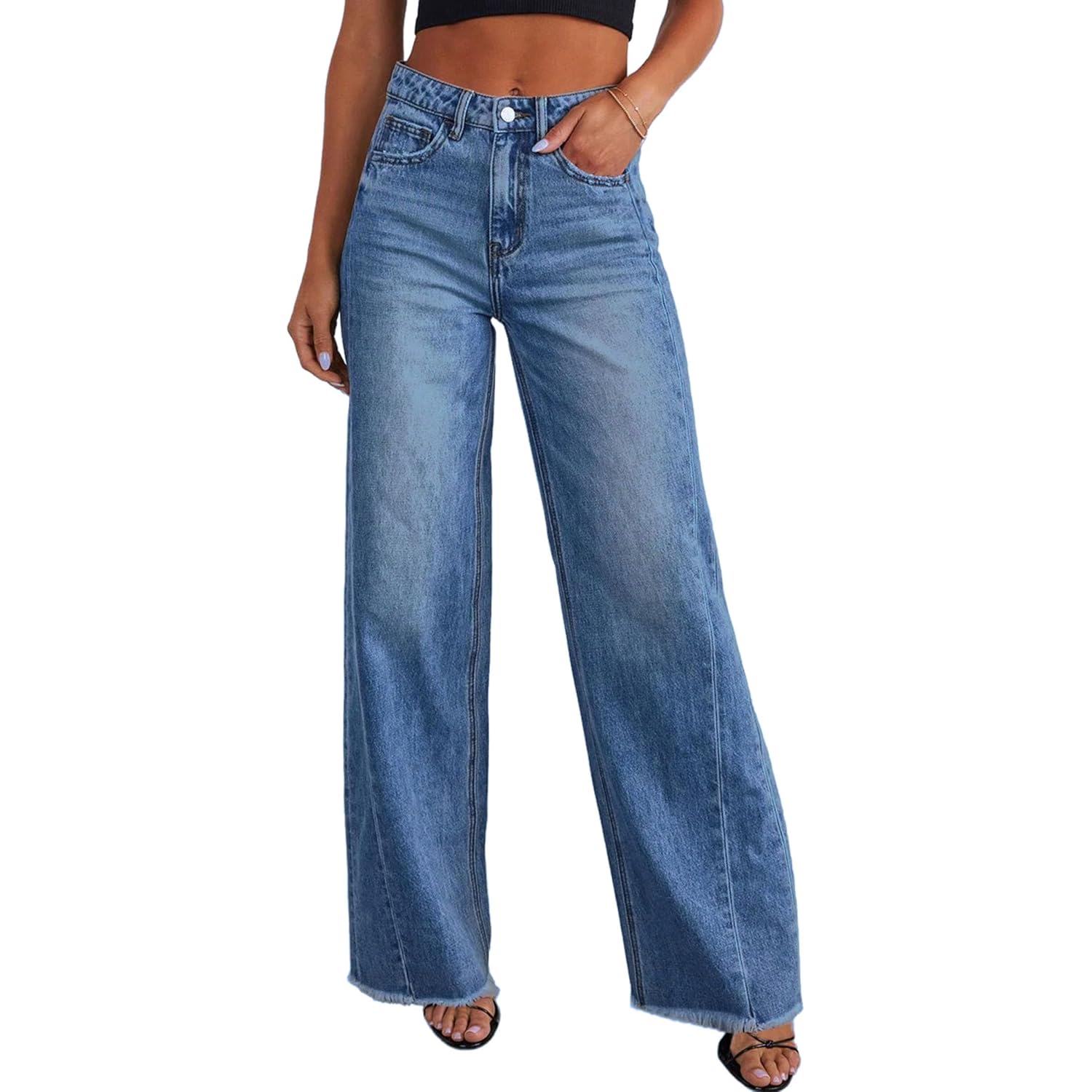 PRETTYGARDEN wide leg jeans for Dames Trendy 2025