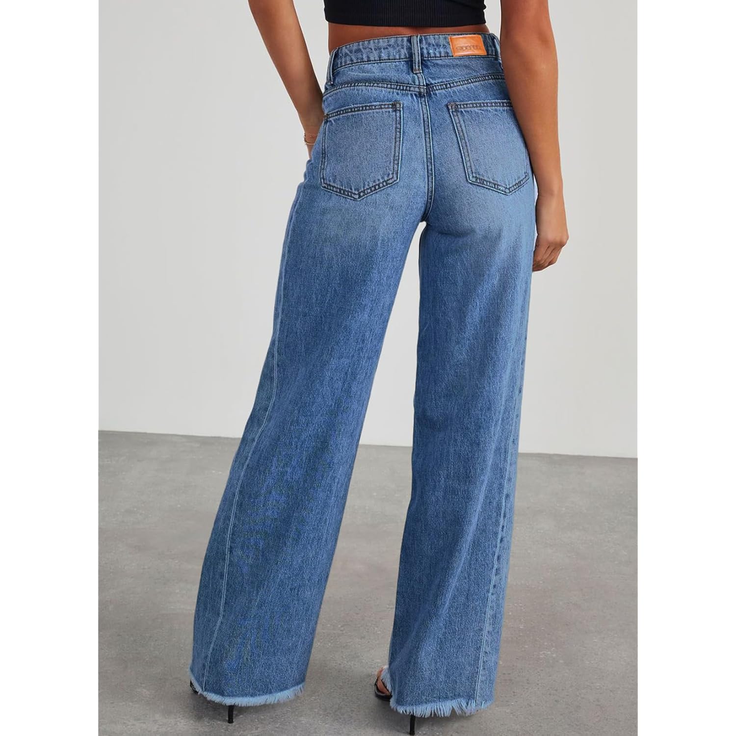 Sidefeel Dames wide leg jeans high-waist Strechy rafelzoom - Image 2