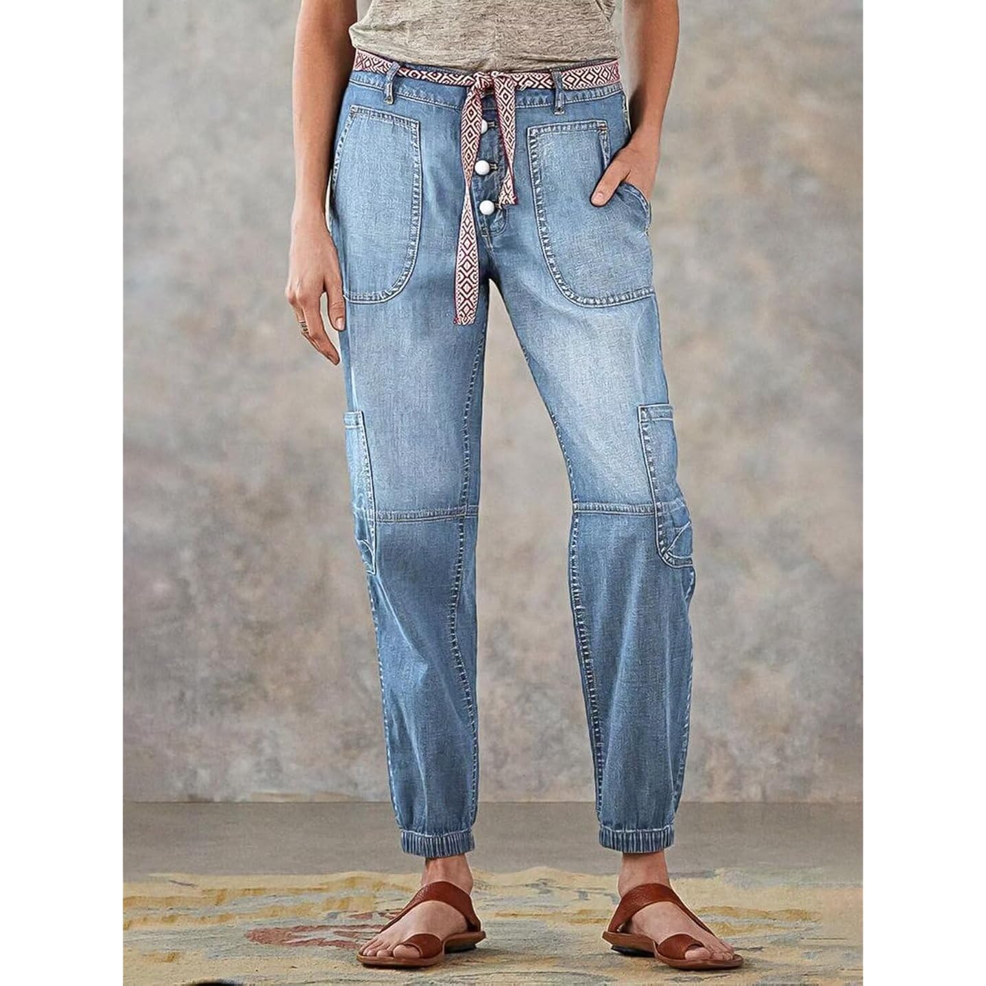 Flamingals straight Leg knopensluiting jeans for Dames Multi - Image 3