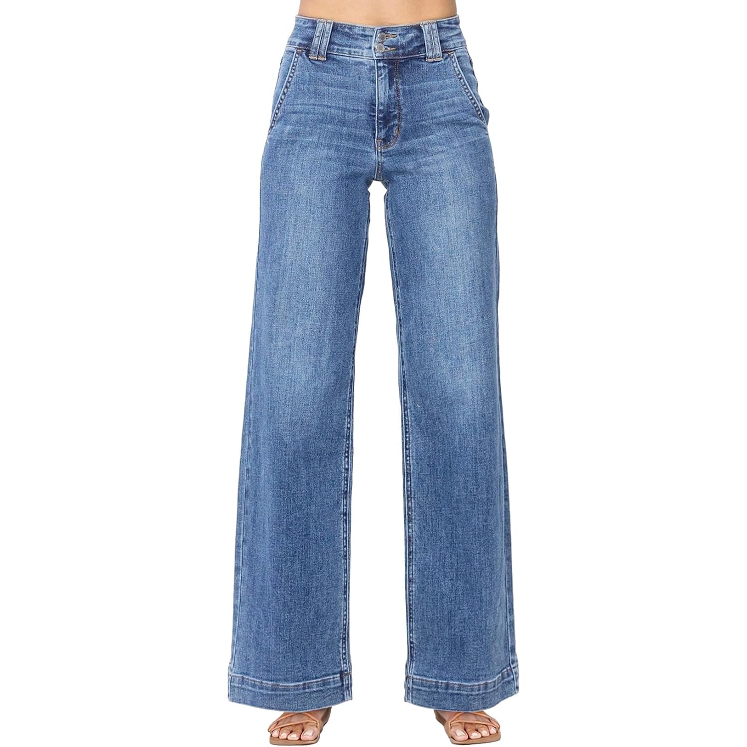 Astylish jeans for Dames wide leg high-waist Stretchy