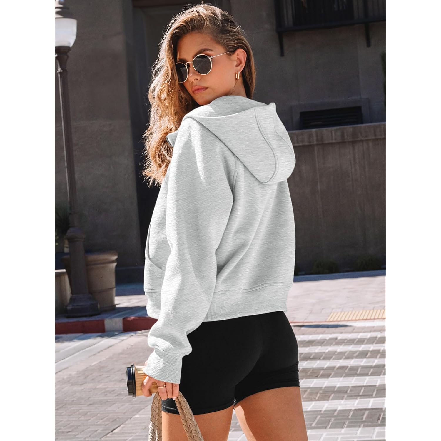 AUTOMET Dames rits hoodie fleece Jackets oversized sweatshirt - Image 4