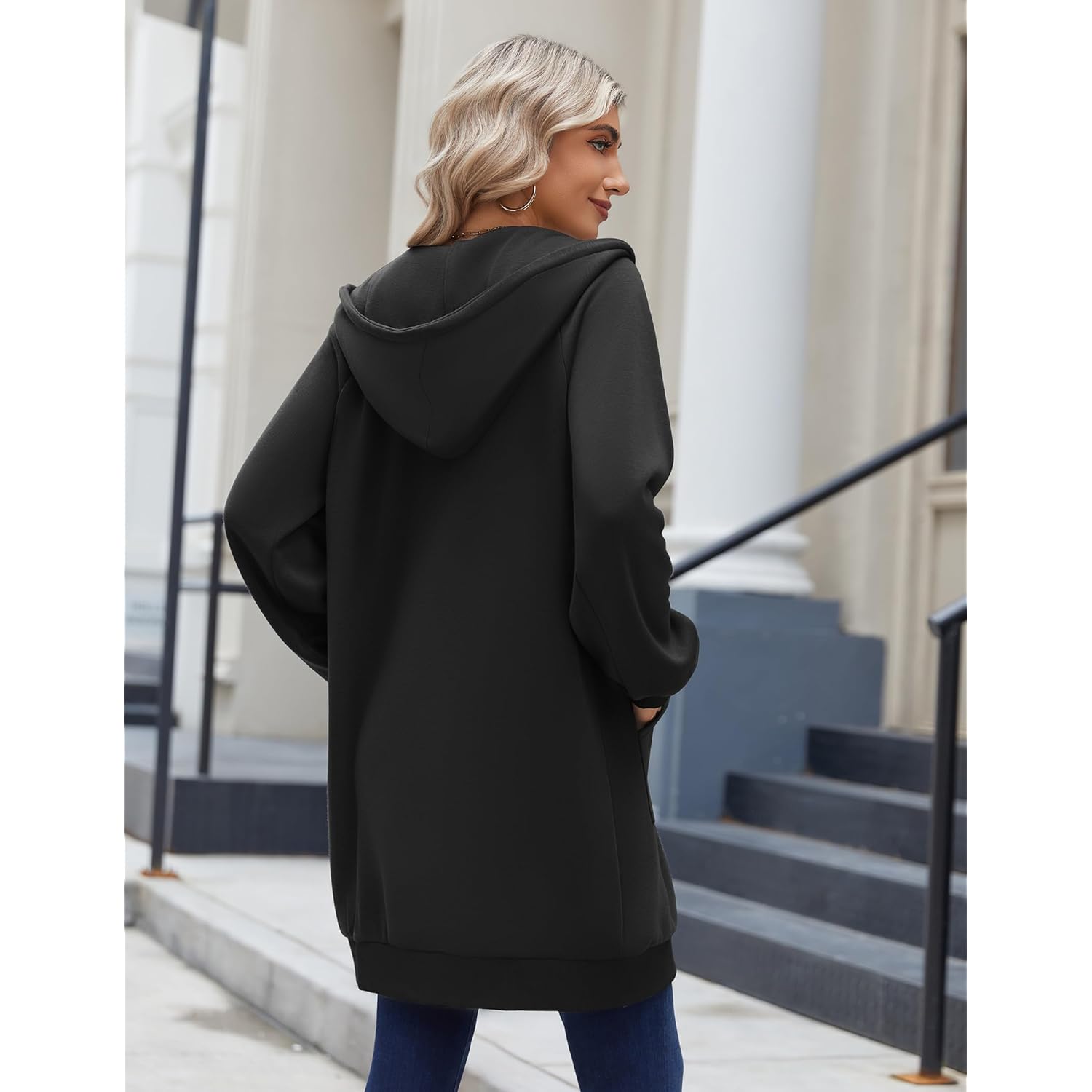 Zeagoo Dames rits hoodie Long Sleeve Long Tunic - Image 4