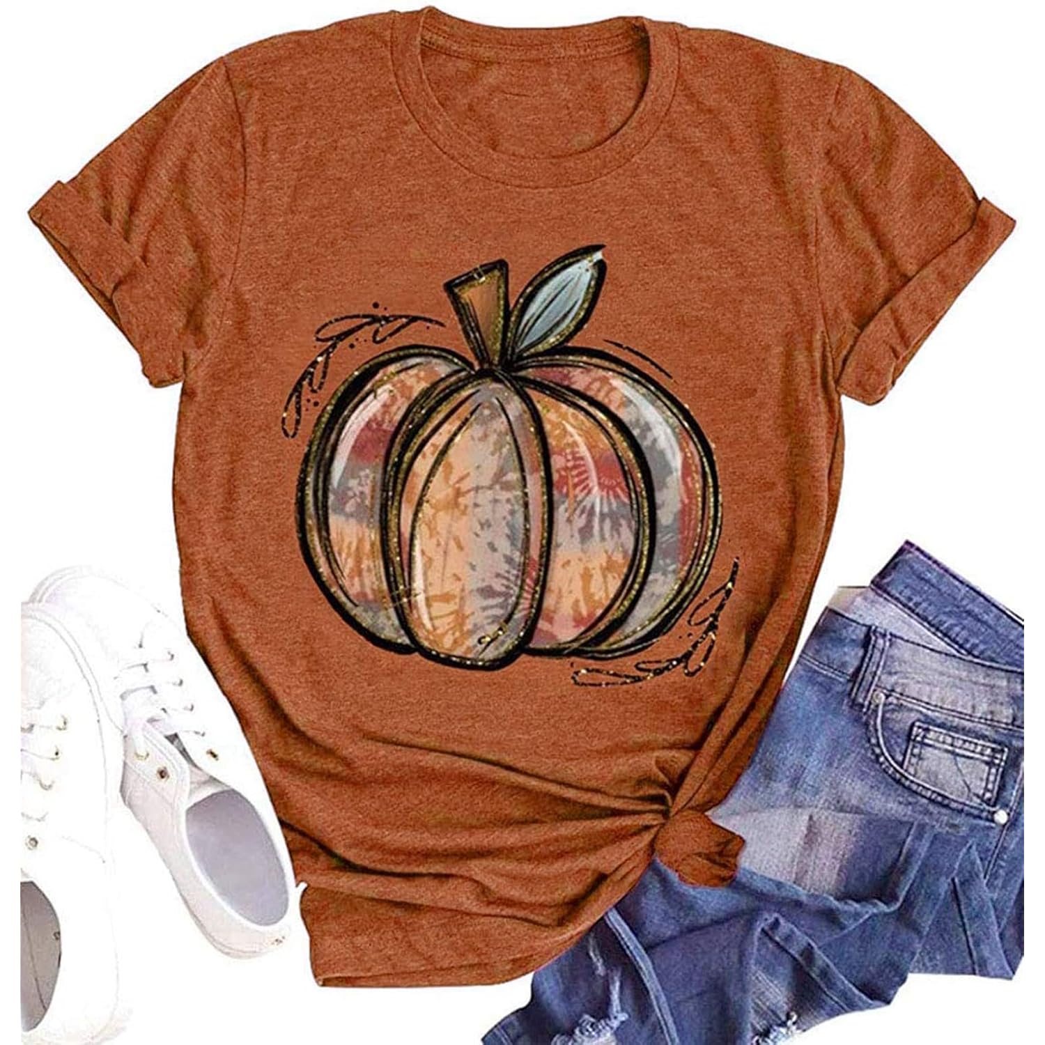 Fall shirt for Dames Halloween Pumpkin Graphic T-shirt