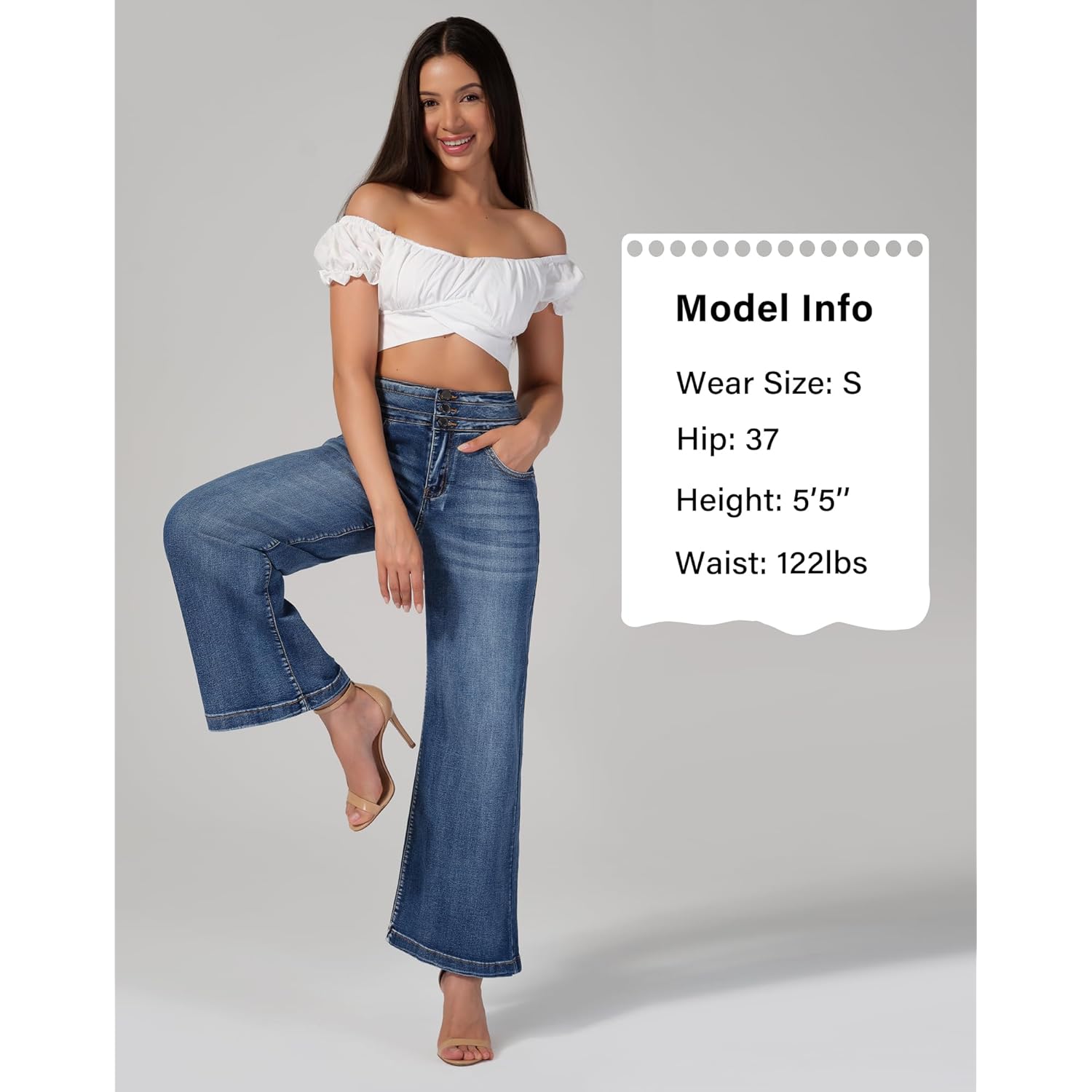 Roswear Dames wide leg jeans Casual high-waist stretch - Image 4