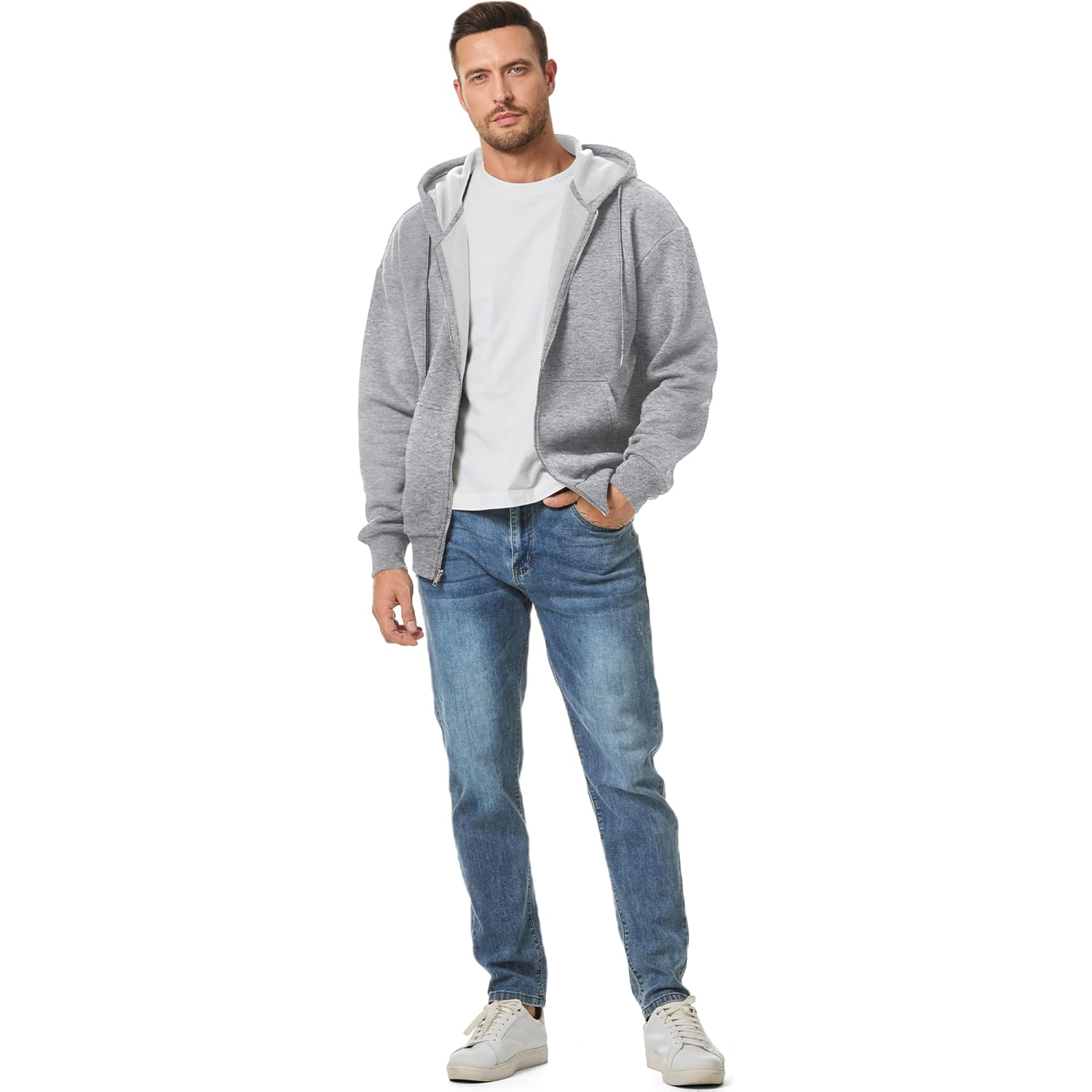 Heren hoodie zip Casual Cotton Hooded fleece Drawstring Hoodies pullover sweatshirt Casual - Image 8