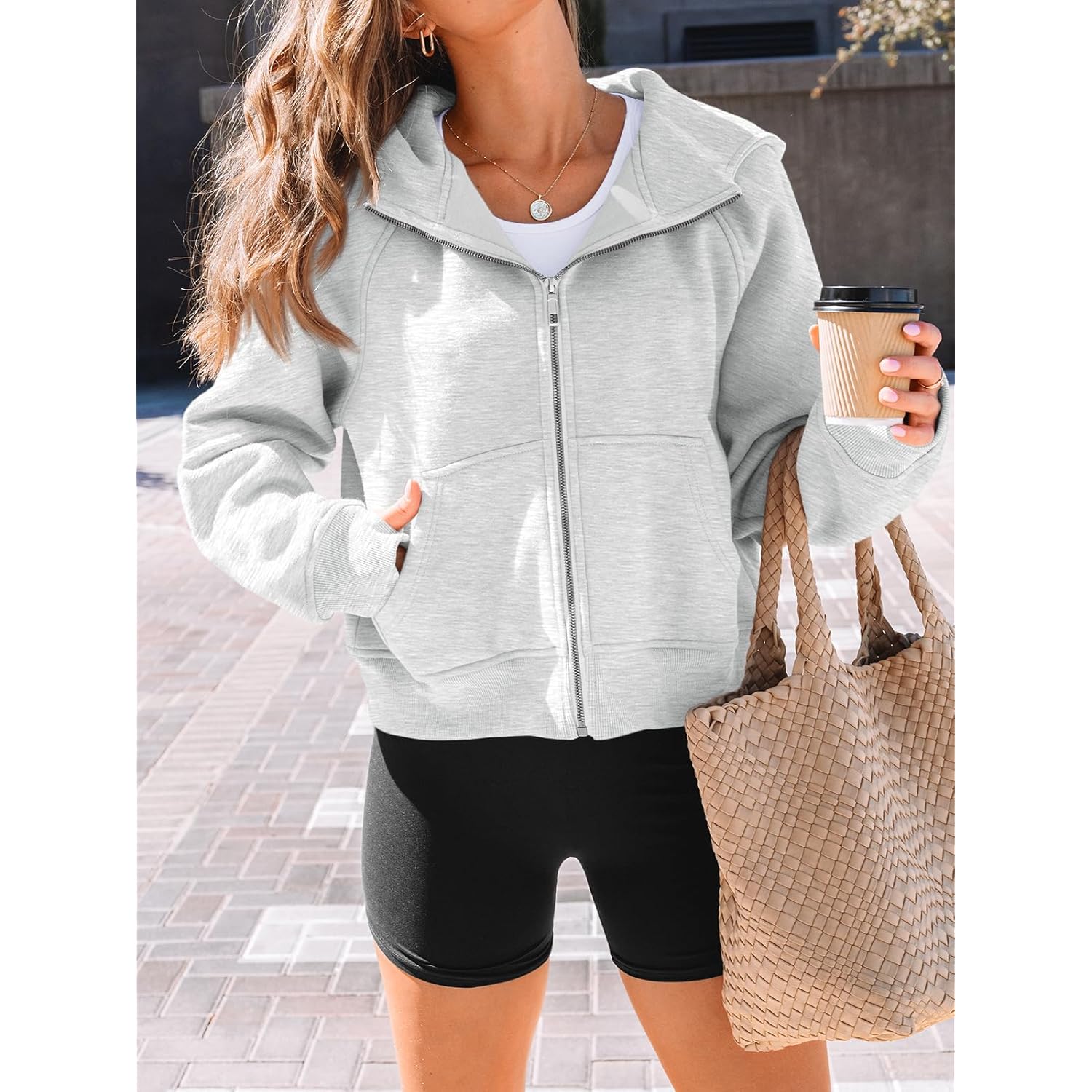 AUTOMET Dames rits hoodie fleece Jackets oversized sweatshirt - Image 2