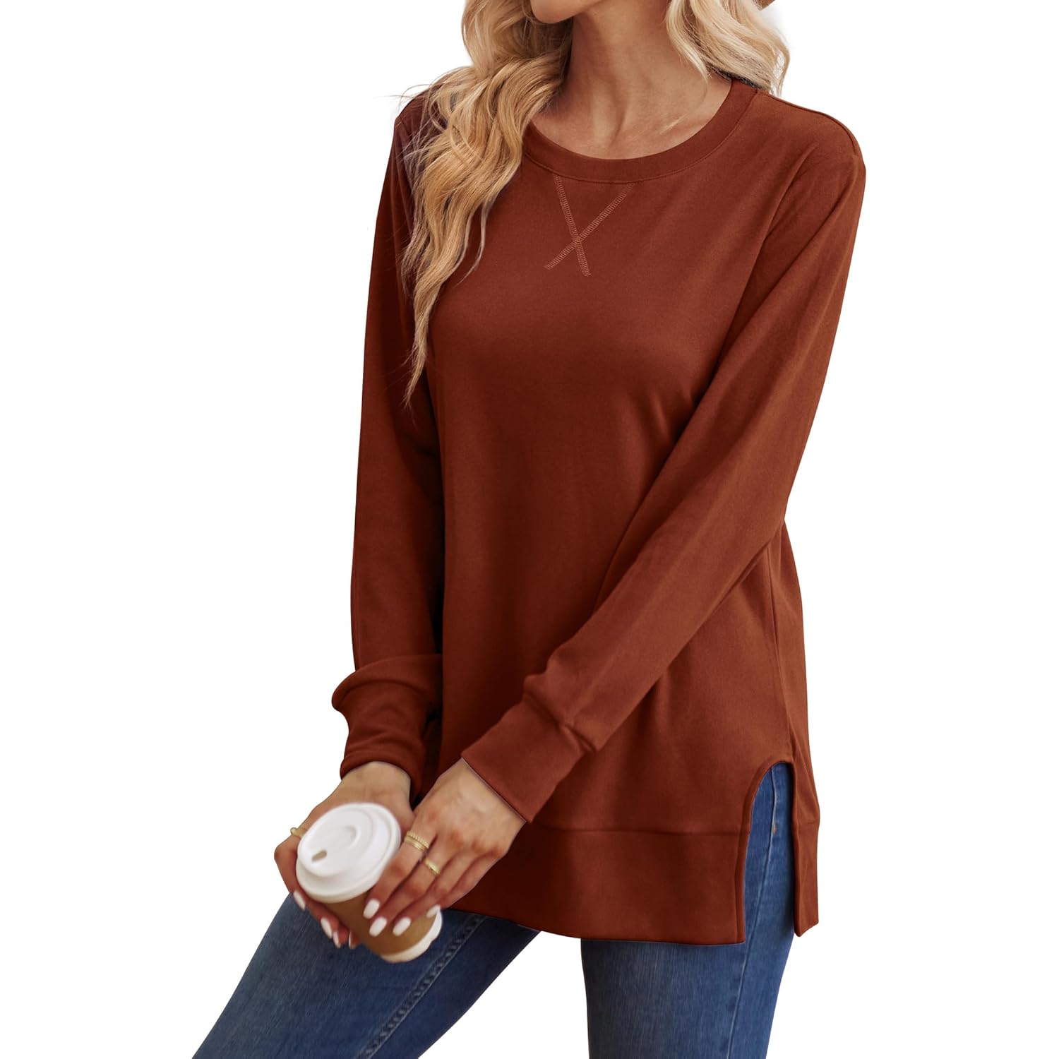 Saloogoe sweatshirt for Dames Side Split Fall Fashion - Image 2