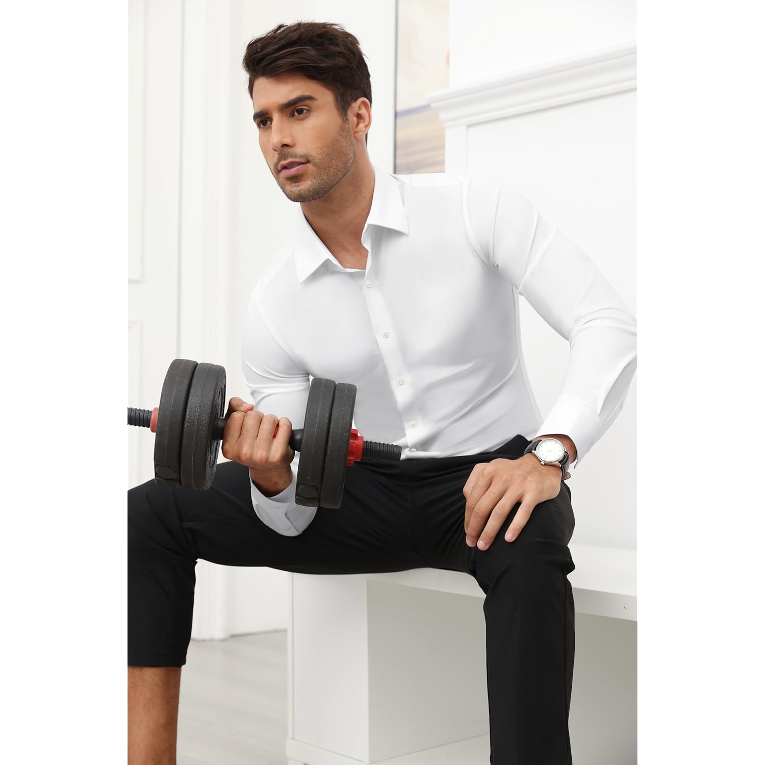 Heren overhemd lange mouw slim basic comfort dagelijks 2 - Image 6