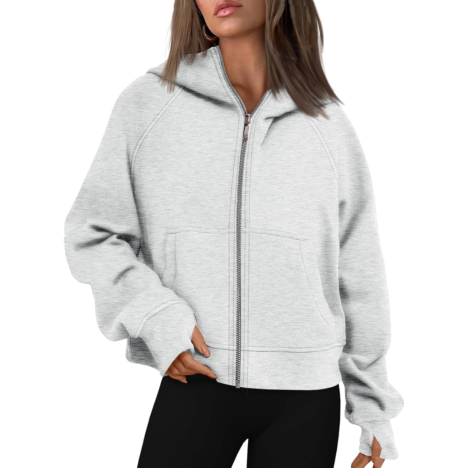 AUTOMET Dames rits hoodie fleece Jackets oversized sweatshirt