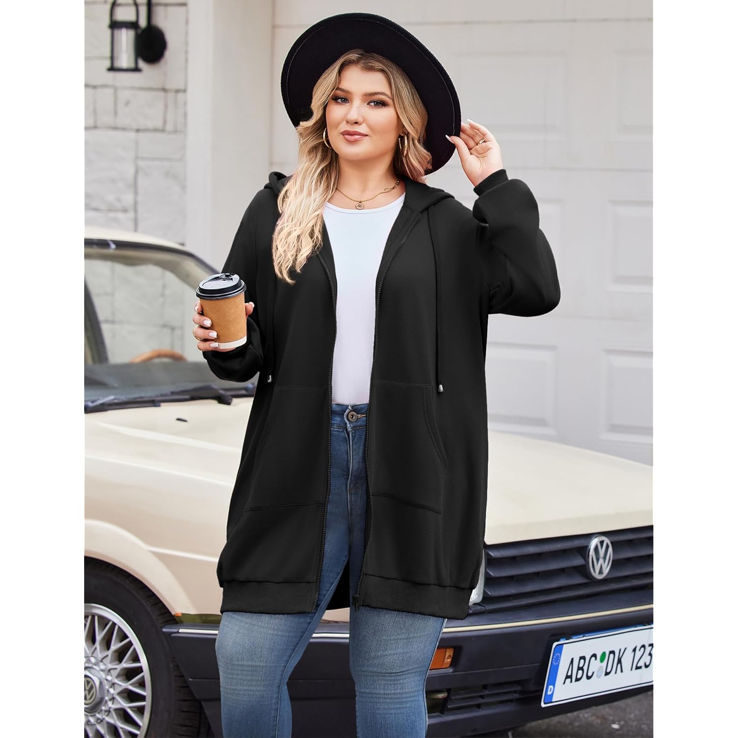 IN'VOLAND Dames Plus Size rits hoodie Long Sleeve - Image 5