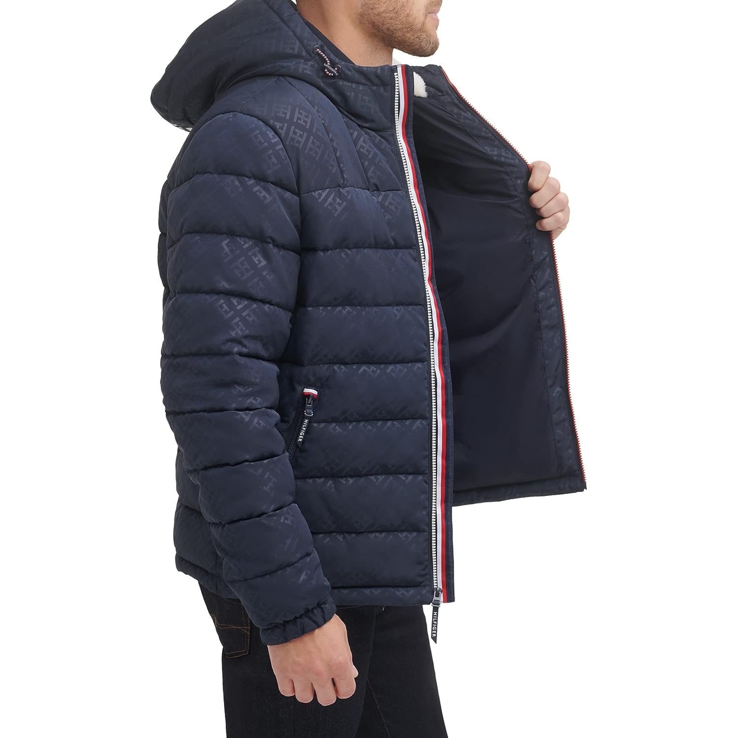 Tommy Hilfiger Heren Midweight Sherpa gevoerd capuchon waterafstotend - Image 4