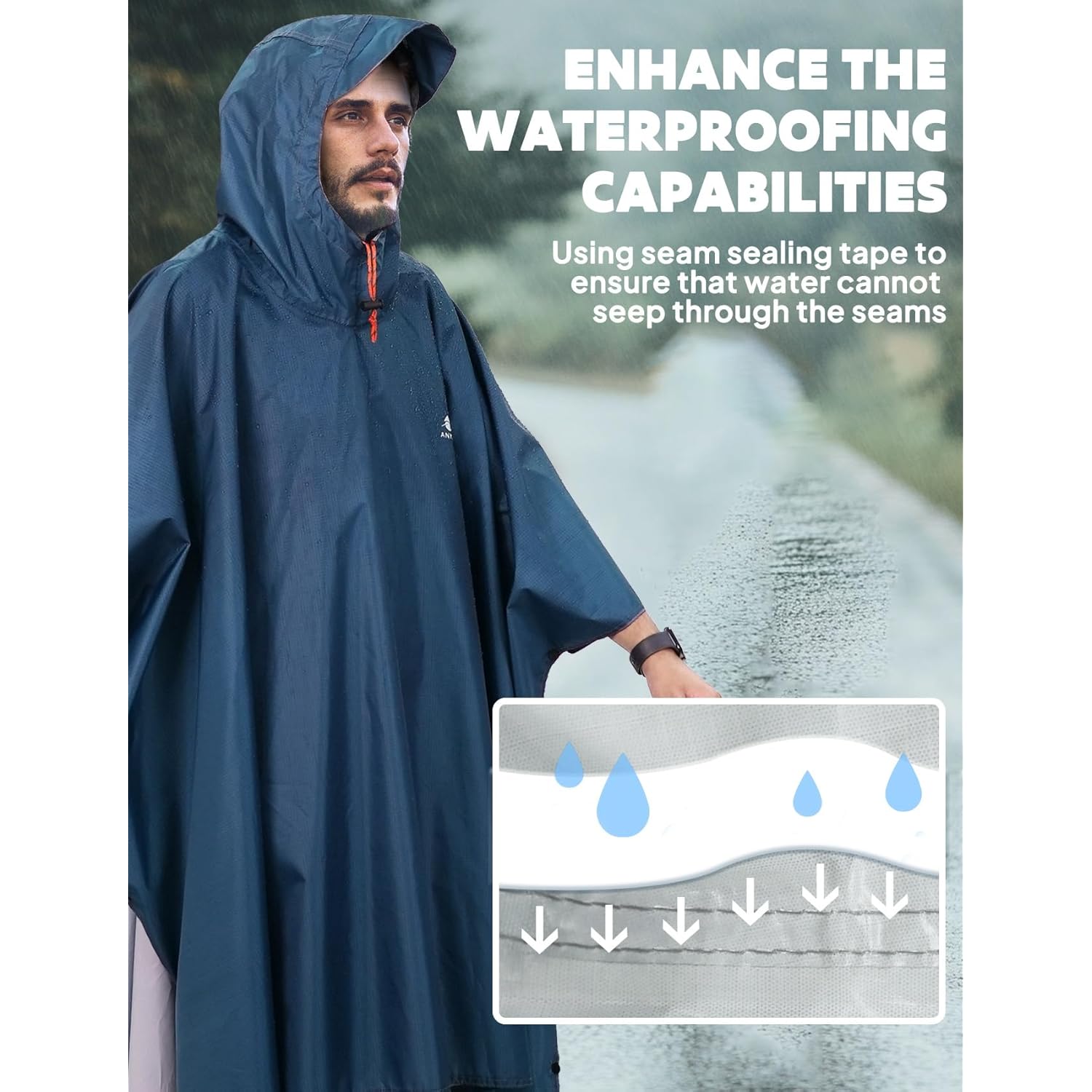 ANYOO capuchon regen Poncho for Adults waterdicht lichtgewicht - Image 5