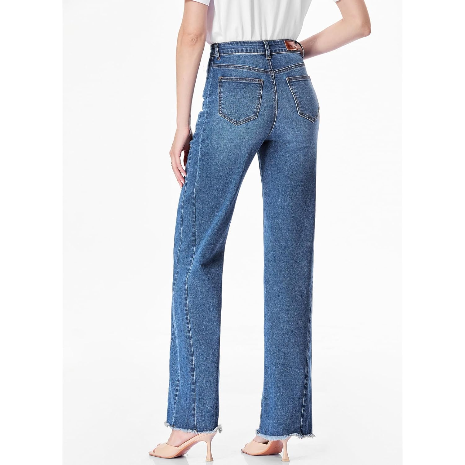 Sidefeel Dames wide leg jeans high-waist Strechy rafelzoom - Image 5