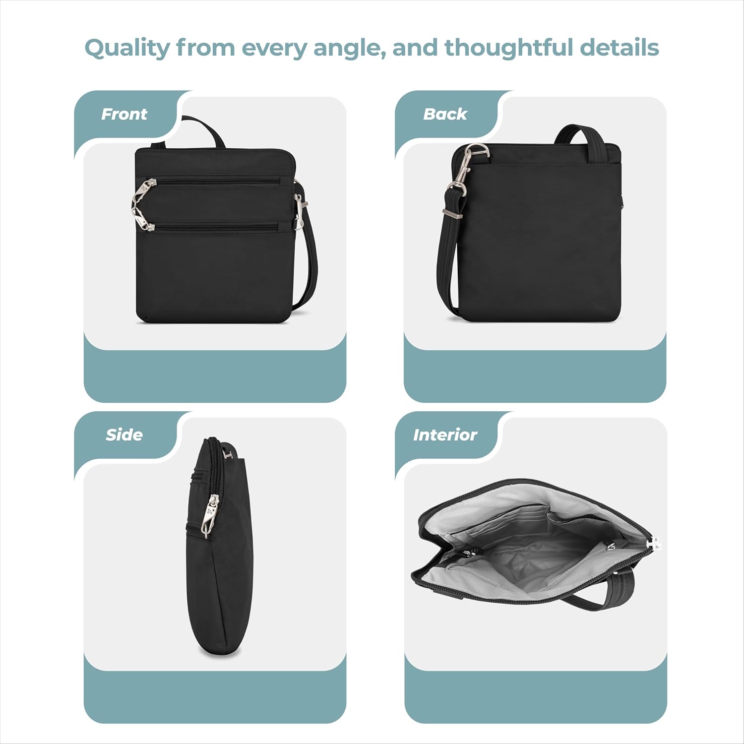 Travelon Anti-theft Classic Slim Double rits crossbody - Image 5