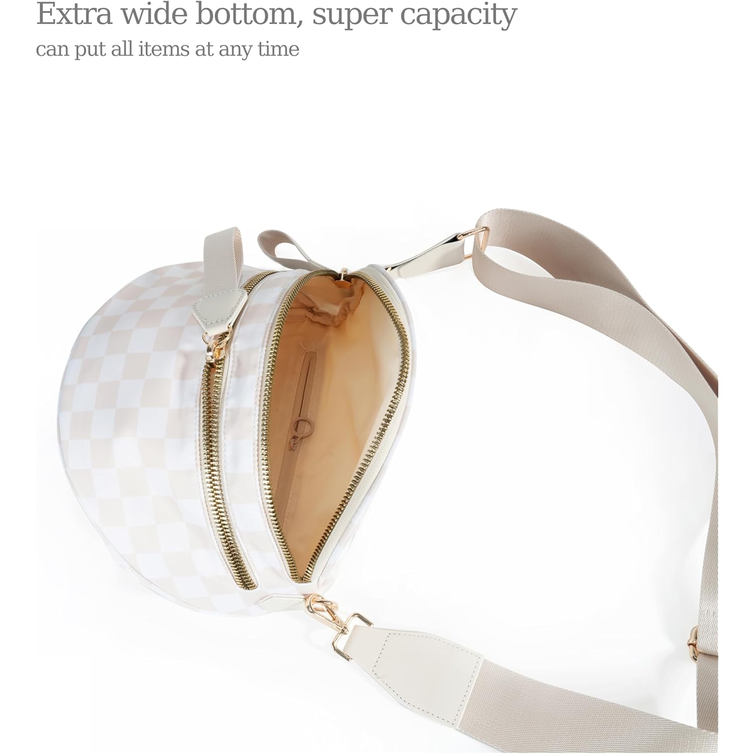 Spacious Checkered nylon crossbody Bag Bum Bag Checkered - Image 4