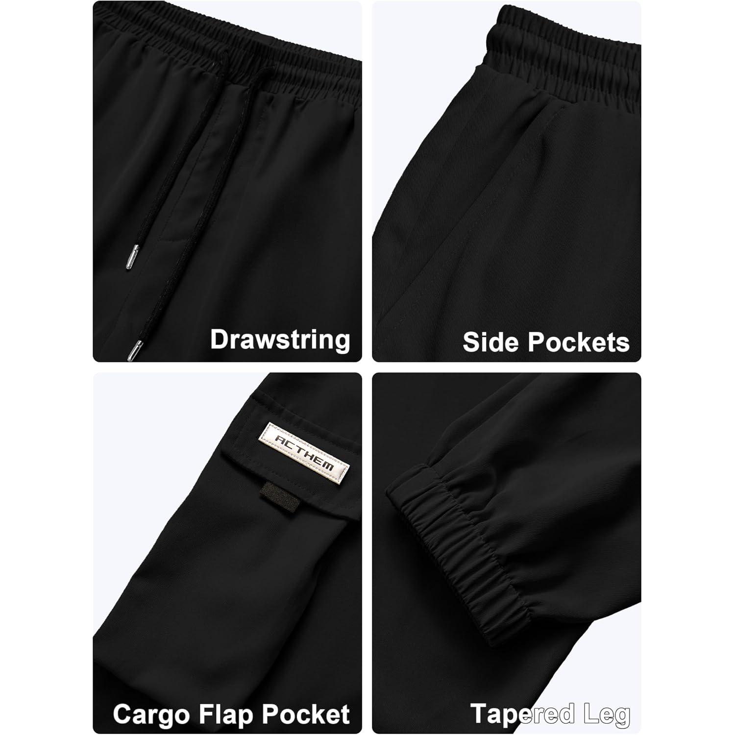 Heren Cargo jogger Pants Elastic Waist trekkoord Baggy - Image 4