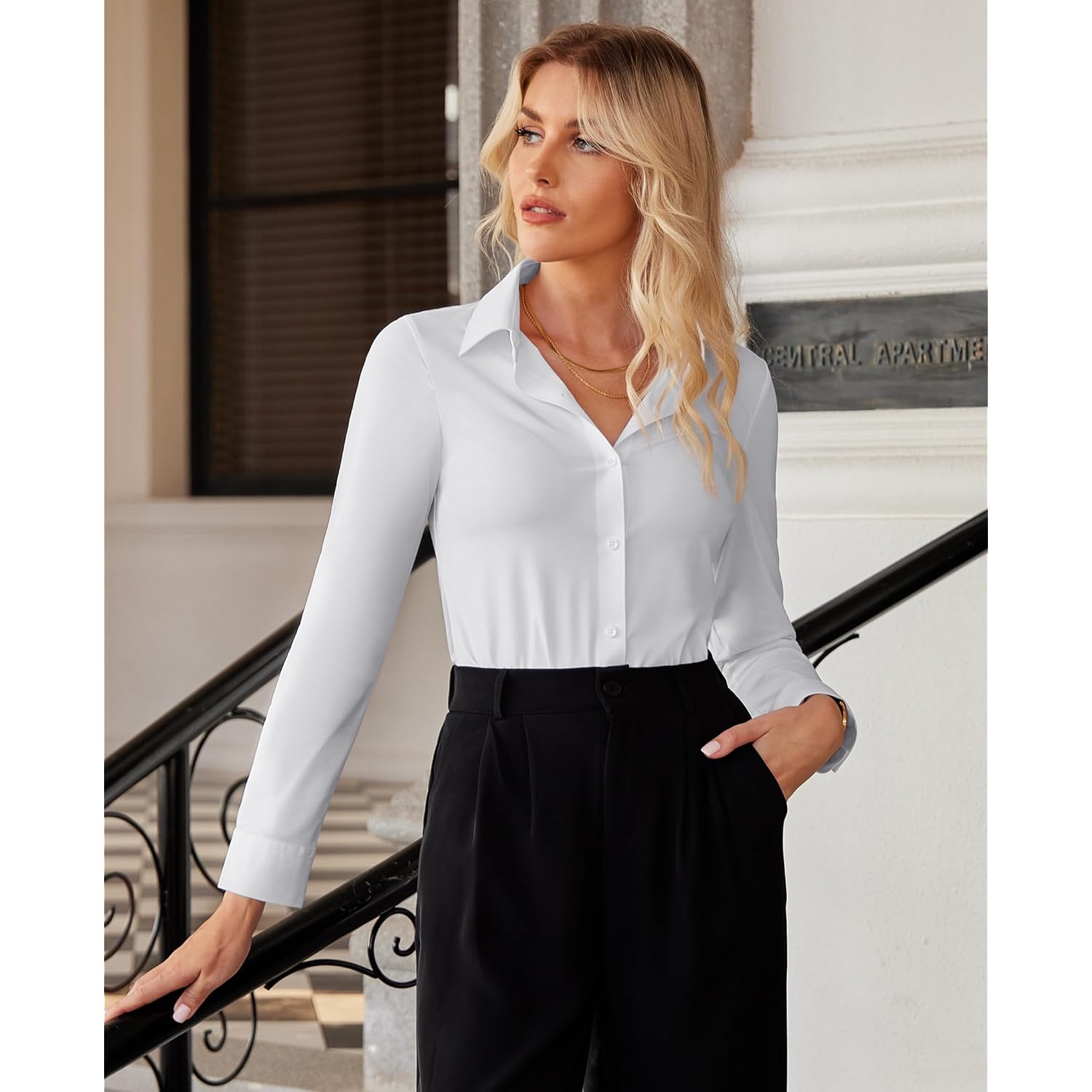 Siliteelon doorknoop shirt for Dames slim fit lange - Image 4