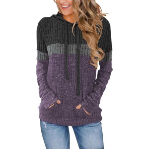MixShe Dames’s Color Block Knit hoodie – Casual