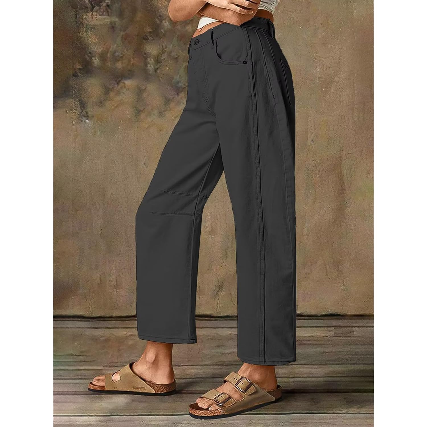 Flamingals Dames’s Mid Waist Crop straight Leg jeans - Image 4