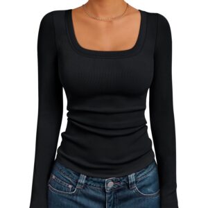 AUTOMET Dames lange mouw shirt Square Neck top