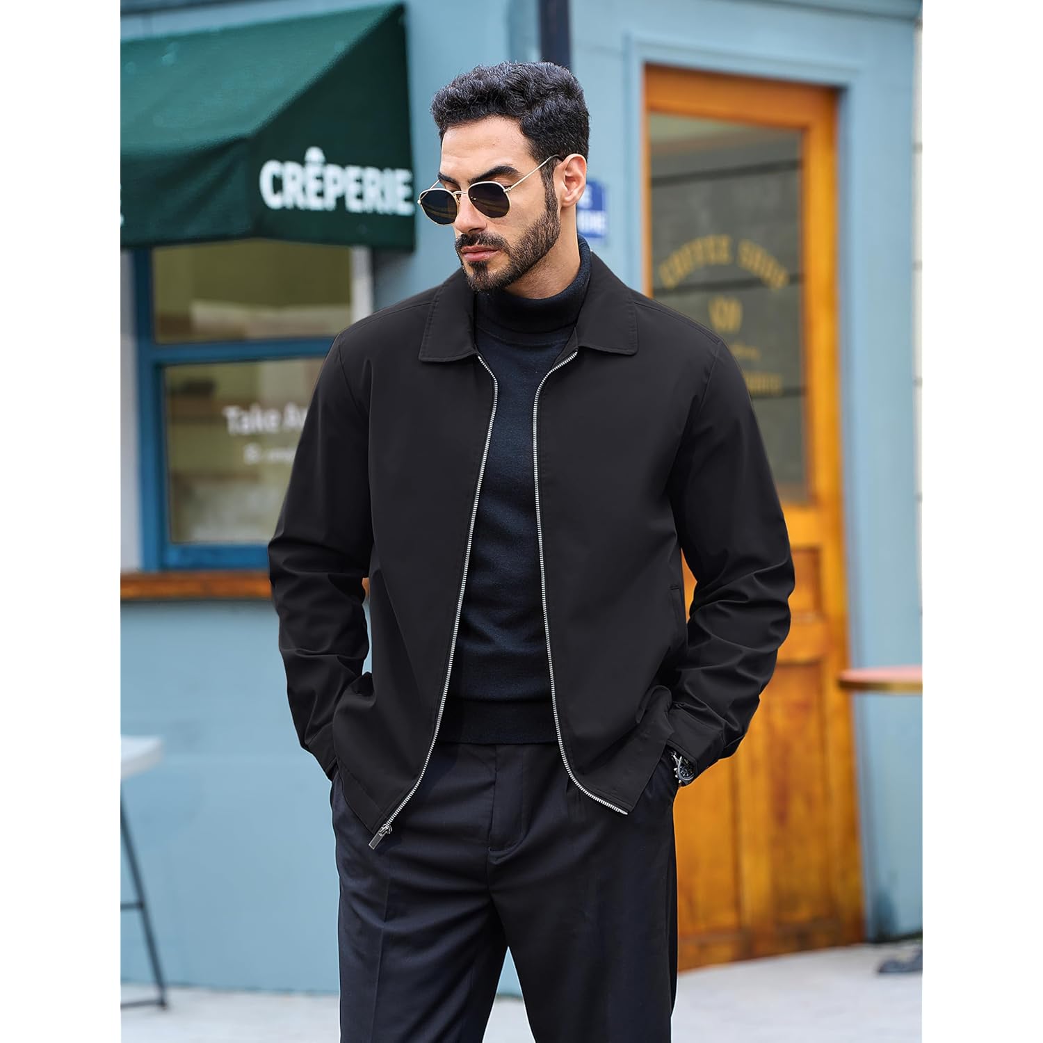 TACVASEN Heren lichtgewicht Windbreaker Full rits Up Laydown - Image 5