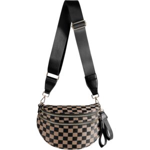 Zwart and wit Checkered crossbody Bag Bum Bag