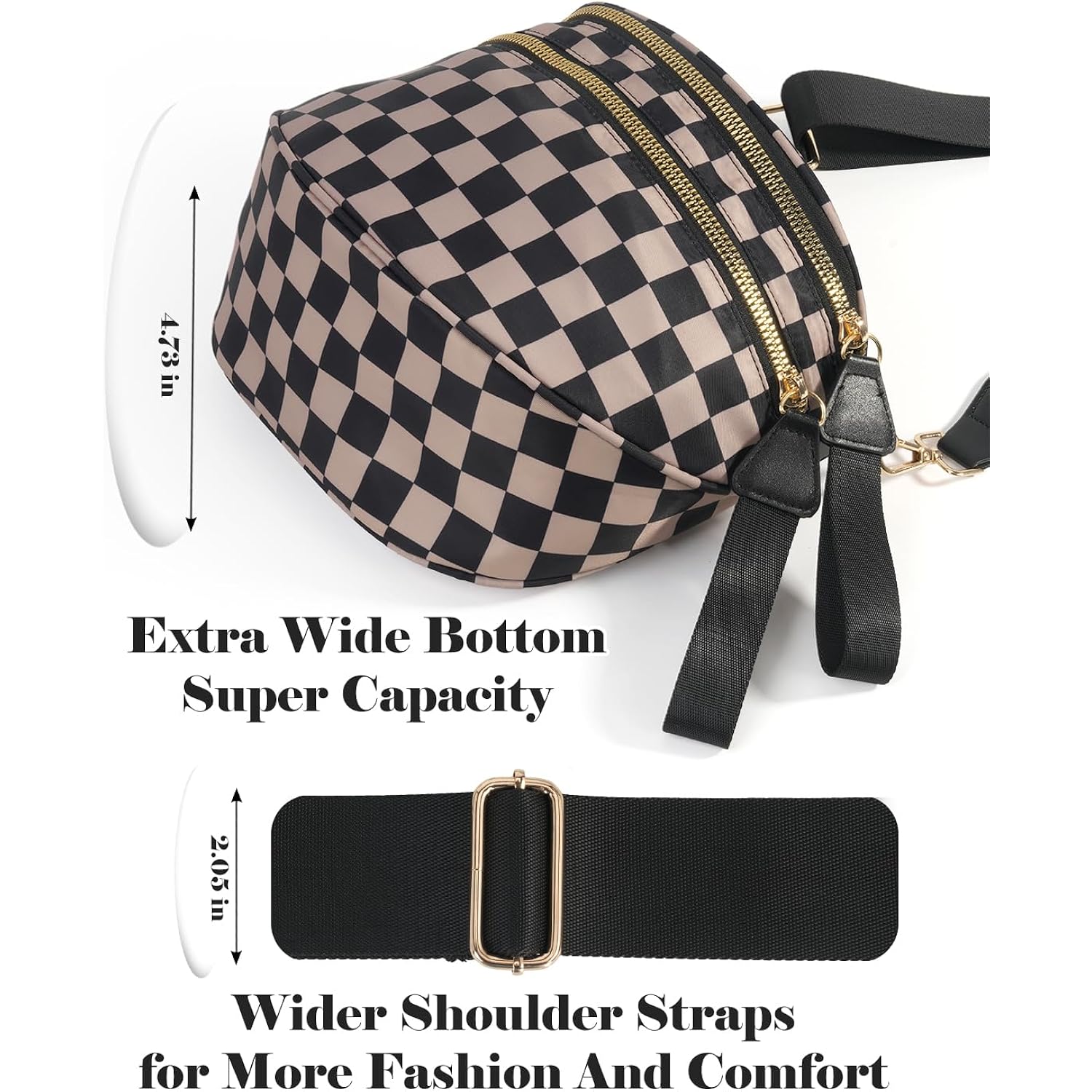 Zwart and wit Checkered crossbody Bag Bum Bag - Image 5