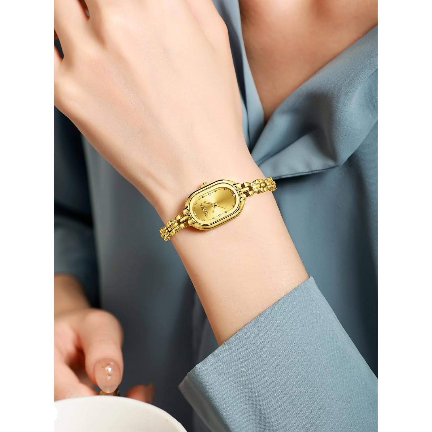 CARLIEN Dames Vintage Petite schakelband goud Dainty horloge - Image 5