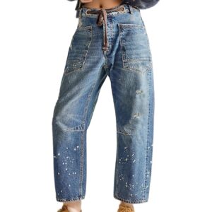 Dames Moxie Pull-On Barrel jeans Mid-low-rise boyfriend Drawstring