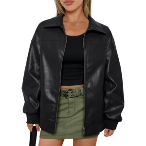 AUTOMET Dames oversized Leather jas rits Up mantel
