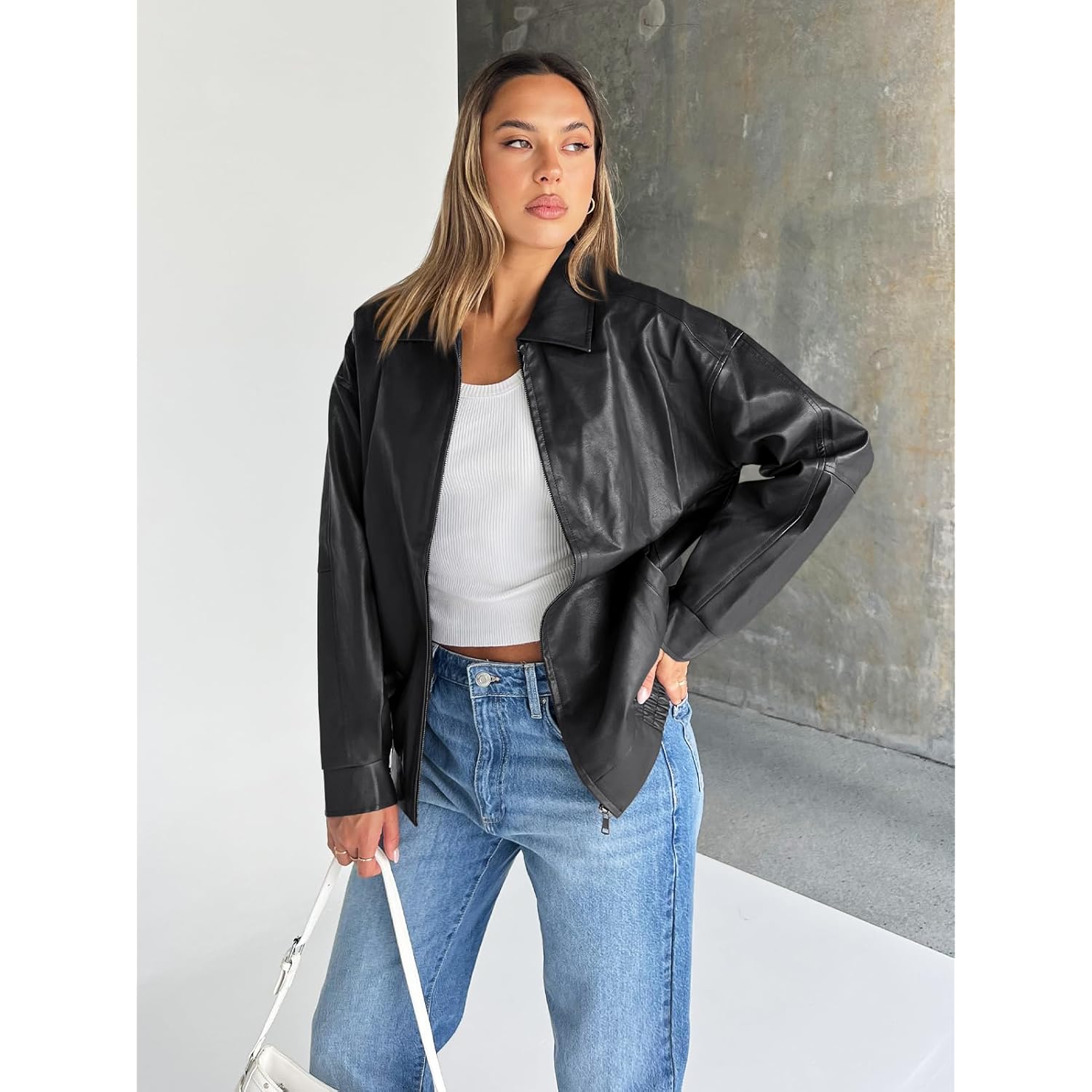 Trendy Queen Dames Leather jas oversized Faux Motorcycle - Image 5