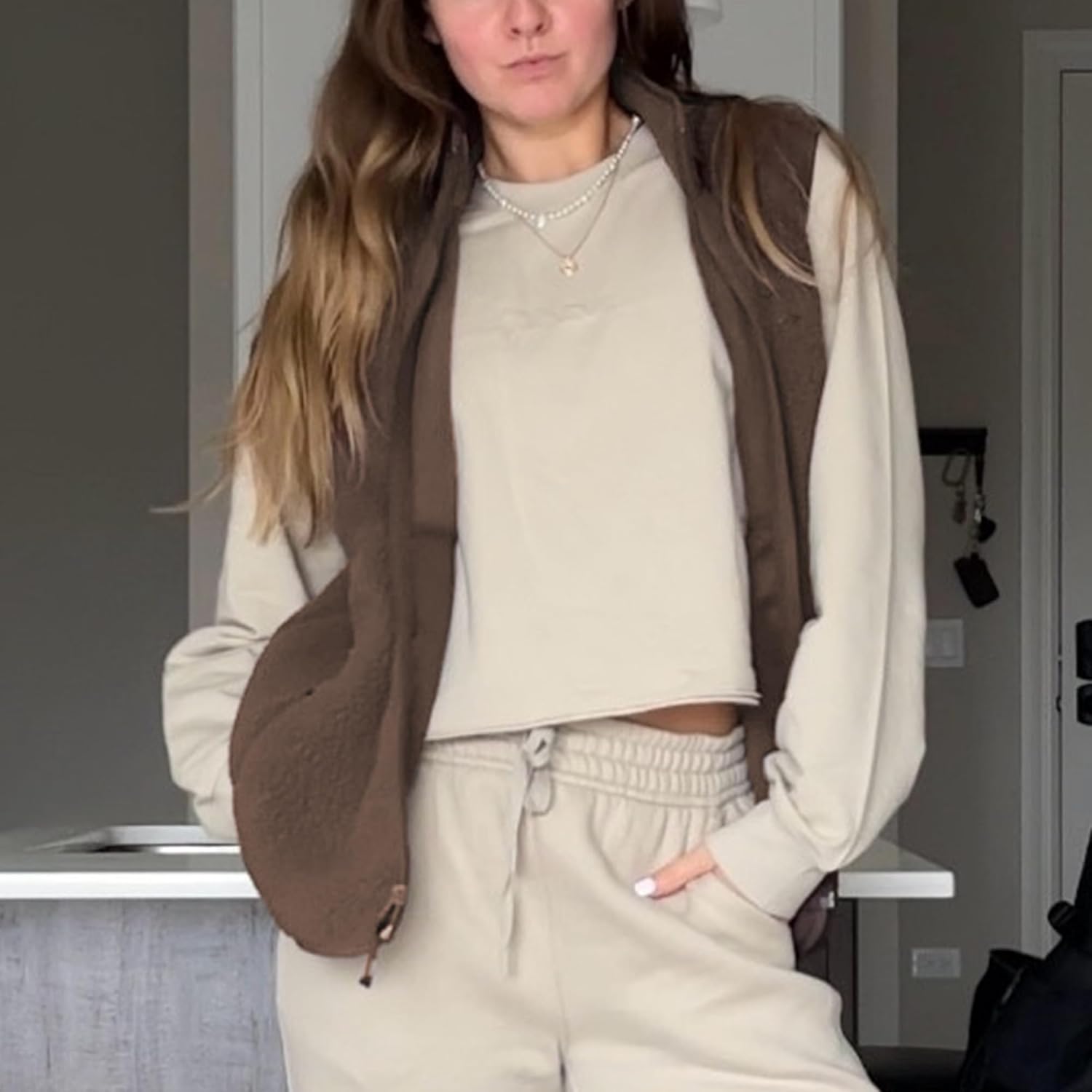 Hixiaohe Sherpa fleece bodywarmer for Dames Trendy Warm - Image 7